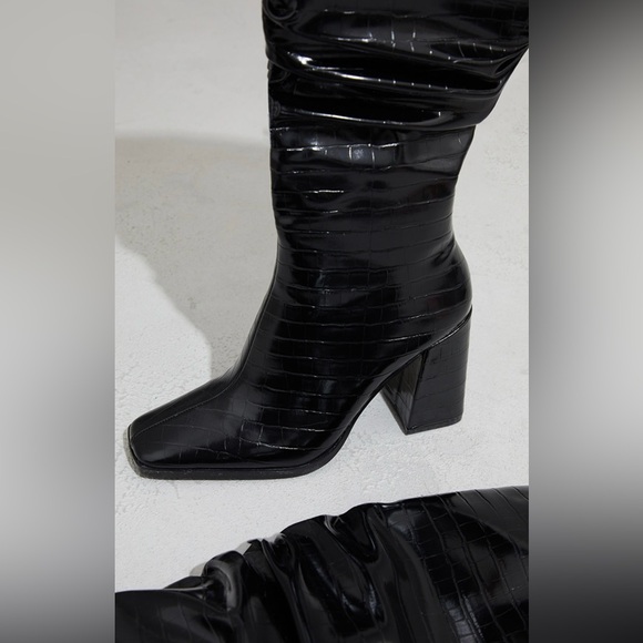 Black croc block boot - Picture 3 of 5